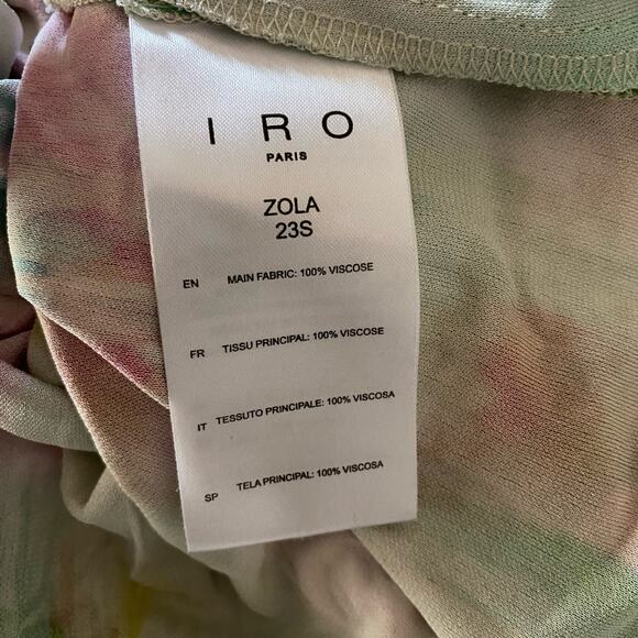 IRO Size 36 US 4 Small Zola Mini Dress Watercolor Print Surplice Neck TINY FLAW - Picture 5 of 7